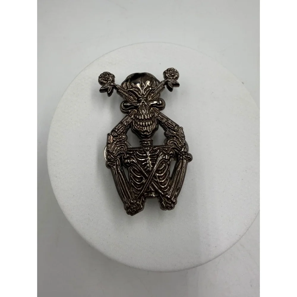 Beenhere Skeleton Rose Enamel Pin Gunmetal Limited Edition 19/30 Gothic Lapel